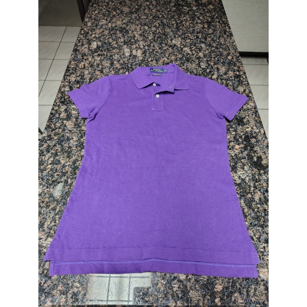 Polo Ralph Lauren Womens Purple The Skinny Polo Shirt Short Sleeve Size M